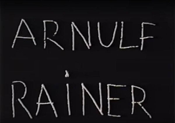 A screen shot from the 1960 movie, Arnuf Rainer, by artist, Peter Kubelka, that also functions as a link to the film