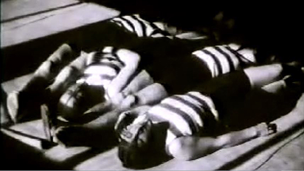 A screen shot from the 1929 movie, Les Mysteres du Chateau de De, by artist, Man Ray, that also functions as a link to the film