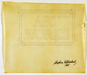 A drawing of the ART WORKS plaque by Stephen Kaltenbach