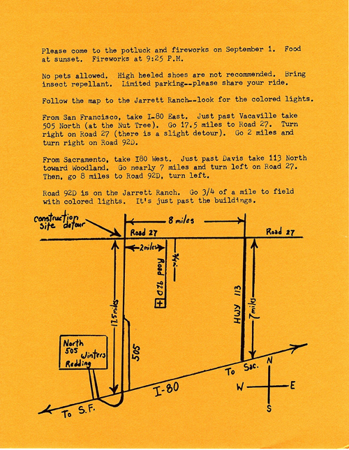 Directions to a performance by Stephen Kaltenbach in 1979
