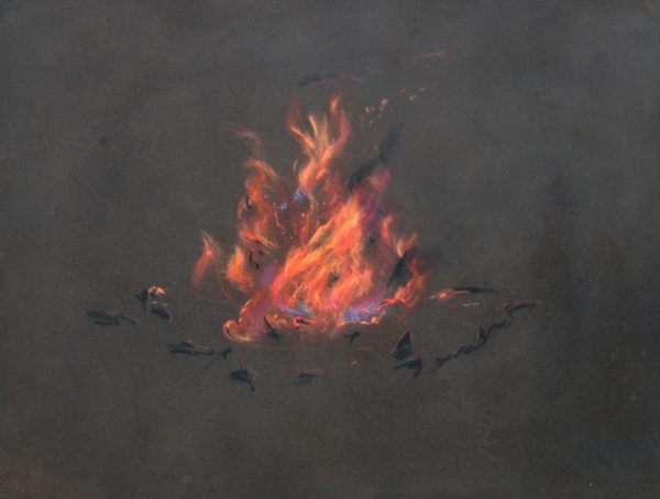 Pastel drawing of fire by Stephen Kaltenbach