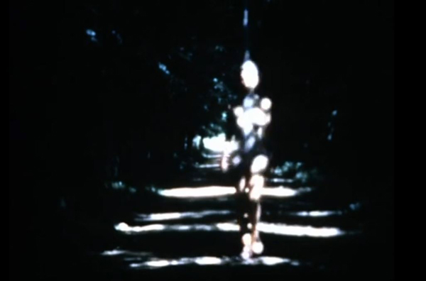 Screen shot from Rebecca Horn's Unicorn movie from 1974-75