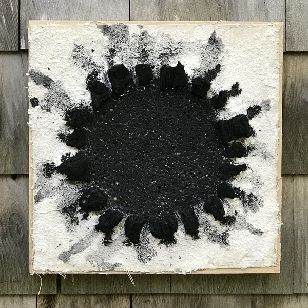 Mixed Media artwork by artist, Robin Hill entitled Black Charcoal Sun