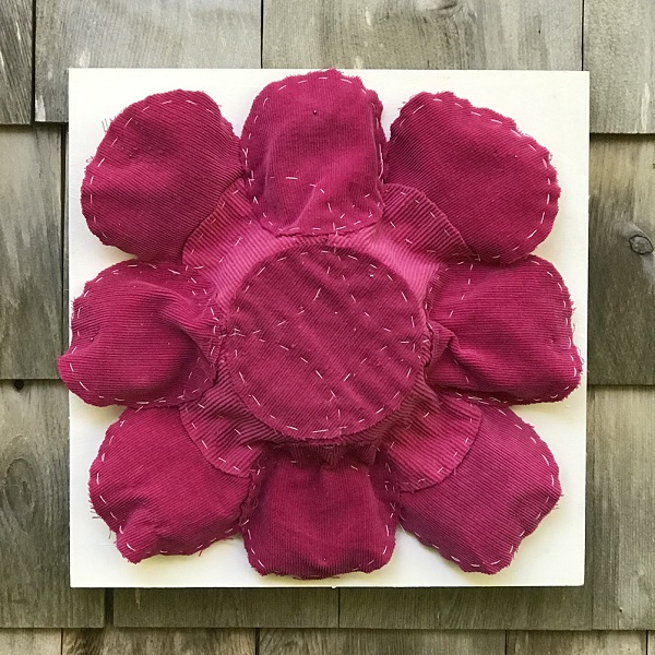 Mixed Media artwork by artist, Robin Hill entitled Pink Corduroy Flower