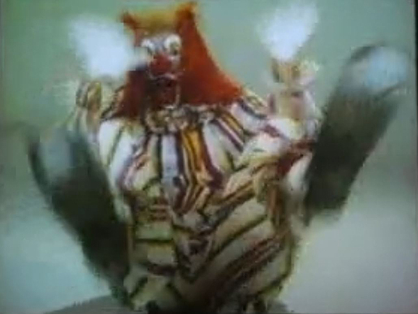 Screen shot from Bruce Nauman's movie, Clown Torture from 1987