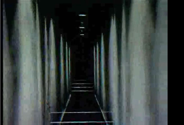 Screen shot from Standish Lawder's Corridor movie from 1970