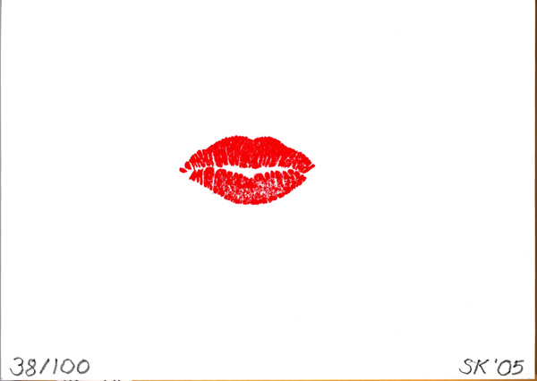Picture of Stephen Kaltenbachs KISS print_red lips on white paper